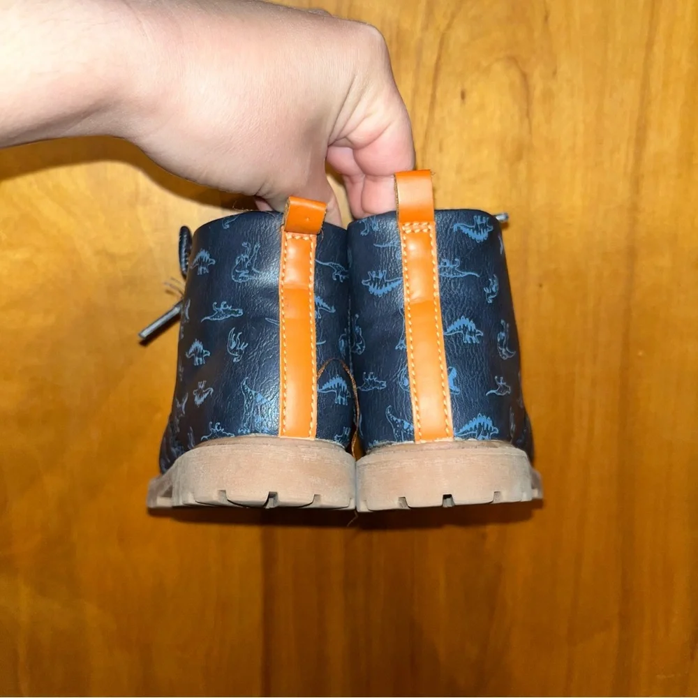 Kids Dinosaur Print Boots - Blue and Orange